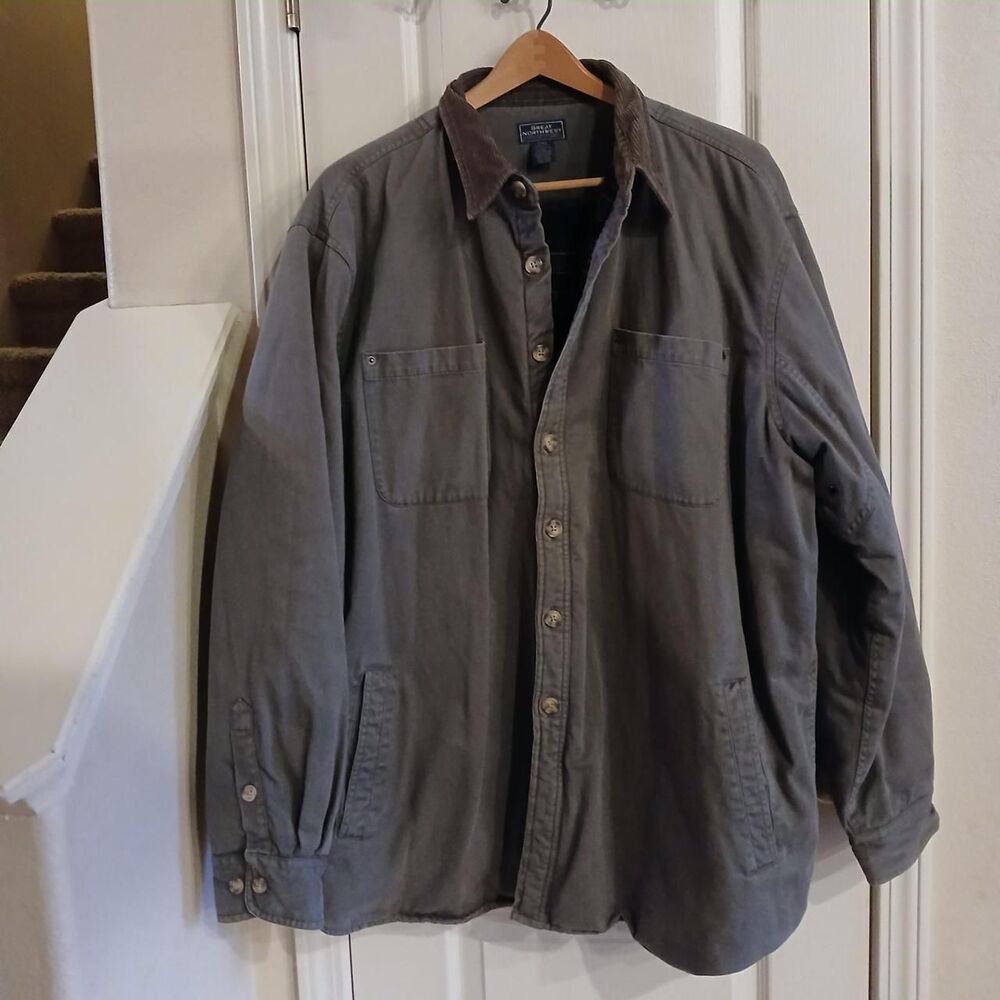 VTG Chore Coat Workwear Jacket Quilted Plaid Flannel Lined Corduroy Collar 3XLT